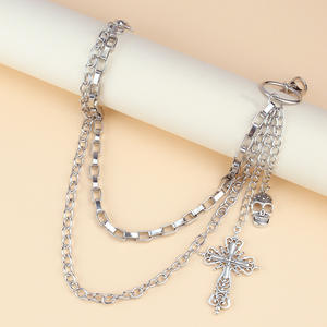 Skull And <b>Cross</b> Waist <b>Chain</b> For Women Hip Hop Style Metal Pendant Decorative Pants <b>Chain</b> Accessory - Product Image 4