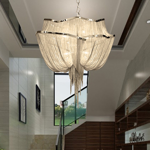 <span class=keywords><strong>Atlantis</strong></span> Metall LED Deckenpendelleuchte Silber Gold Hängeleuchte Quasten-Ketten-Kronleuchter Aufhängung Heimdekoration - Product Image 2