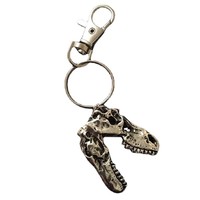 Porte-clés Crâne de Dinosaure Vintage en Alliage Antique avec Fermoir Mousqueton, Pendentif Crâne 3D, Breloque de Sac, Accessoire de Mode pour Homme, Cadeau