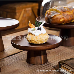 Acacia Wood Cake Stand 30x30x12cm Eco Friendly Dessert Display <b>Rack</b> Home Fruit <b>Plate</b> - Product Image 3