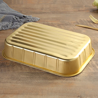 Barquette jetable en aluminium doré 3500 ml, grand récipient pour emballage alimentaire