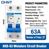 Interruptor Automático Miniatura Chint NXB-63, 63A, AC 230V 400V, Protección Contra Sobrecorriente y Cortocircuito, para Uso Doméstico