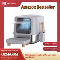 Litière pour chat intelligente en acier inoxydable, fabriquée en Chine, best-seller transfrontalier, avec capteur infrarouge et élimination des odeurs par plasma 3-en-1