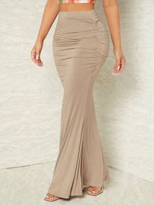 European American Autumn Winter Women's High-Waist Slimming Look <strong>Elastic</strong> Pleated Fishtail <strong>Skirt</strong> - Product Image 6