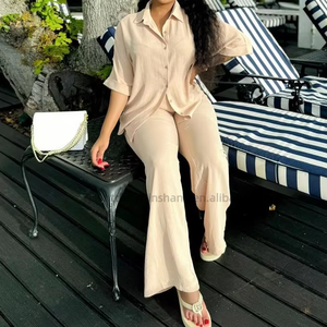 African Women's Casual Loose Short Sleeve Cardigan Shirt <b>Pants</b> 2 Piece Set Fashion - Product Image 4