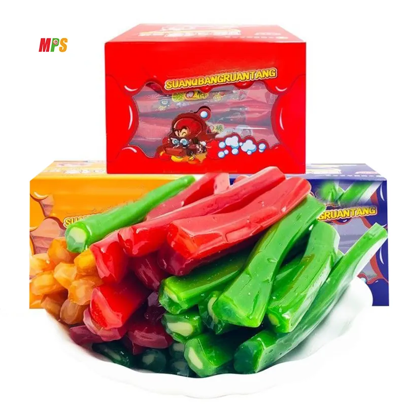 Fabrication Fourniture Directe Halal Délicieux Bâton Aigre Bonbon Saveur Fraise Bonbon Doux Bande Gummy