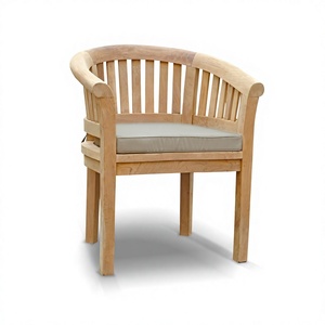 Chaise de salle à manger d'extérieur moderne en bois massif avec siège confortable et coussin imperméable pour utilisation en parc - Product Image 3