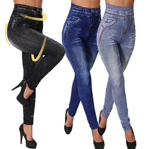 Leggings Vaqueros Estampados al por Mayor para <span class=keywords><strong>Mujer</strong></span>, Jeggings de Mezclilla de Invierno - Product Image 2