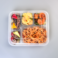 Boîte d'emballage alimentaire à emporter micro-ondable à 5 compartiments, en plastique PP transparent jetable, pour la préparation des repas