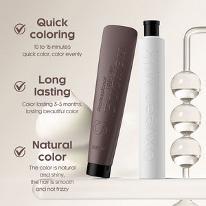 Crème colorante capillaire <span class=keywords><strong>permanente</strong></span> Joynna naturelle sans ammoniaque, brun et noir, pour hommes - Couvre 100 % des cheveux gris - Product Image 2