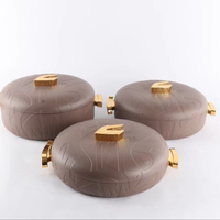 Conteneur Thermique Intérieur en Acier Inoxydable 1.5L 2.5L 3.5L avec Couvercle Verrouillable, Fenêtre en Verre Visible, Boîte de Conservation Alimentaire Isotherme avec Poignée Dorée