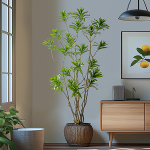 Planta de bambú <span class=keywords><strong>artificial</strong></span> decorativa para interiores, árbol simulado verde y maceta de bonsái para bodas y fiestas, palmera de plástico - Product Image 3