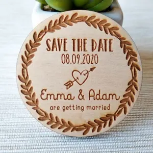 Tùy chỉnh khắc Cảm ơn bạn tiết kiệm ngày đám cưới thẻ lời mời lưu niệm cho món quà cưới bằng gỗ lời mời đám cưới