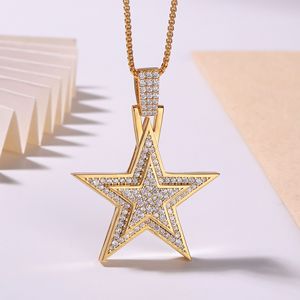 Collier pendentif étoile à cinq branches en argent sterling 925 entièrement pavé de moissanite, style Hip <span class=keywords><strong>Hop</strong></span>, bijoux très prisés pour les cadeaux quotidiens et les fêtes - Product Image 2