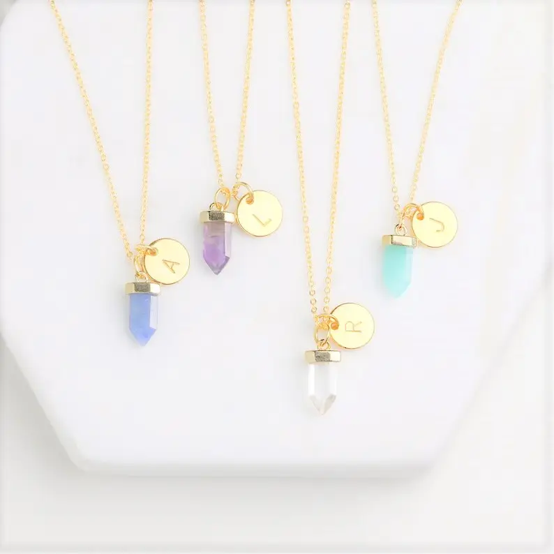 Cá Nhân Healing Crystal Cable Chain Thép Không Gỉ Amazonite, Amethyst Mặt Dây Chuyền Vòng Cổ Quà Tặng Ngày Của Mẹ Cho Cô Ấy