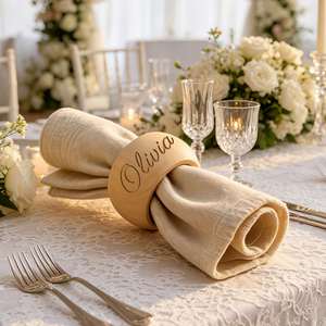 Anillos de Madera, Tarjetas de Lugar con Nombre Personalizado, Anillos para Servilletas para Recepción de Boda, Decoración Rústica para Mesa - Product Image 1