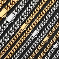 Chaîne en bambou à maillons ronds à fermoir à ressort, style hip-hop euro-américain, collier tendance pour homme en acier inoxydable