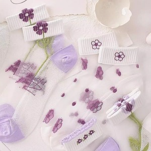 Women's Summer Thin Cotton Ankle Socks With Floral Embroidery Breathable Sweat Absorbing Japanese Style JK Boat Socks - Product Image 5