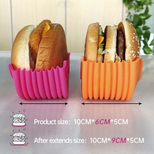 Caixa fixa de silicone retrátil eco friendly, 4 peças, hambúrguer ajustável, suporte de hambúrguer para festa de alimentação - Product Image 4