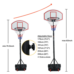 Support de cerceau de basket-ball durable pliable et à hauteur réglable avec assemblage facile pour une utilisation en extérieur/intérieur - Product Image 5