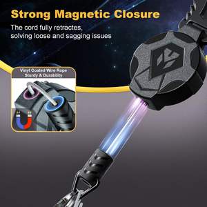 Portachiavi retrattile con cordino, porta badge resistente, avvolgitore per badge durevole, porta chiavi con cavo in acciaio da 32 pollici - Product Image 4