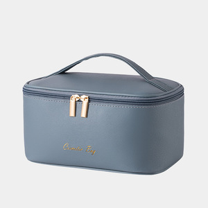Nuevo <span class=keywords><strong>maquillaje</strong></span> de mano con patrón cruzado de gran capacidad, doble cremallera, inodoro multifuncional y bolsa de almacenamiento de viaje portátil - Product Image 4