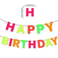 Vente en gros Veilleuse néon Happy Birthday Décorations de fête dansante fluorescente Bannière d'anniversaire