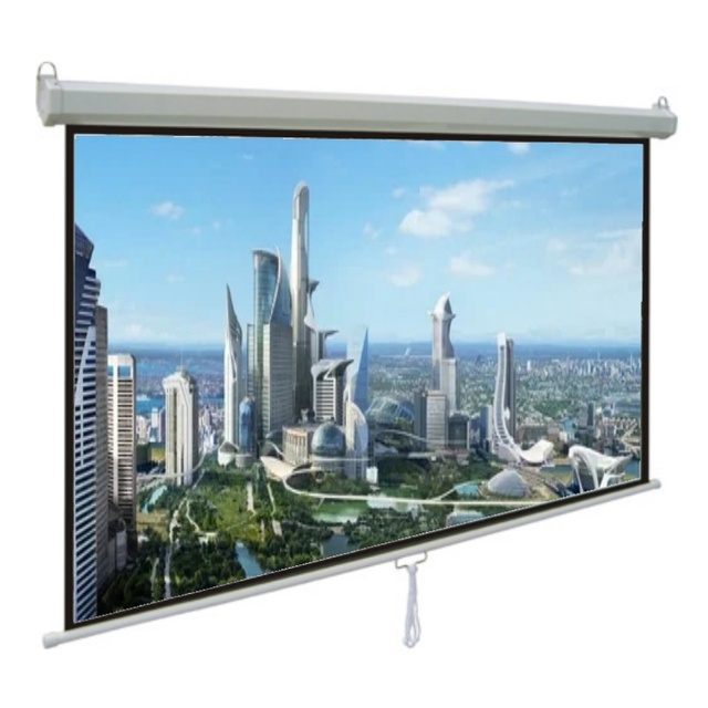 Telon 72-120inch Home Cinema Movie Self-lock System Matte White Wall Mount Pull Down Projection Screen Manual Projector Screen