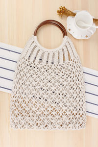 थोक ऑनलाइन शॉपिंग हस्तनिर्मित कपास स्ट्रिंग Crochet शुद्ध हाथ बैग हीरा खोखले बाहर पुआल समुद्र तट बैग - Product Image 3