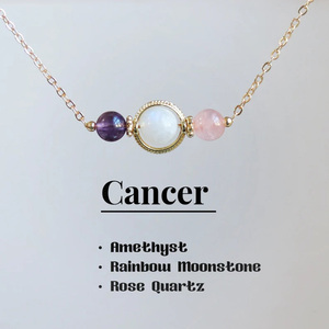 Leo Cancer <span class=keywords><strong>Piscis</strong></span> 12 Signo del zodiaco Collar <span class=keywords><strong>con</strong></span> cuentas de cristal Curación Horóscopo Astrología Joyería Regalo para mujeres - Product Image 2