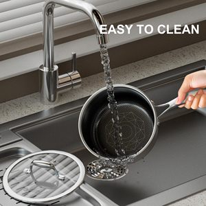 Casserole en acier inoxydable 3 plis avec couvercle, marmite à soupe de haute qualité, design moderne, ensemble d'ustensiles de cuisine - Product Image 3