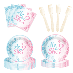 DAMAI Baby Shower Theme <b>Disposable</b> Dessert Dinner Paper Plates Cup Napkin with Boy or Girl Tableware Set for Party Supplies - Product Image 3