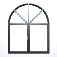 Ventana Francesa de Aluminio con Vidrio Templado, Elegante, con Arco Decorativo, Antirrobo, con Cerradura Multipunto