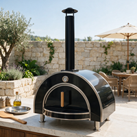 Four à pizza extérieur moderne grande capacité avec poignée en bois, équipement de cuisine extérieur pour barbecue et réceptions dans la cour