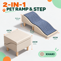 Rampe pliable de luxe pour animaux de compagnie, escalier pour petits chiens et chats, antidérapant, durable, design moderne, forme ondulée, rangement facile, pieds en bois massif