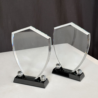 Trophée en cristal de style simple pour entreprise, avec base noire, pour sublimation, idéal pour les récompenses sportives