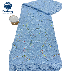 Encaje de Cordón <span class=keywords><strong>Guipur</strong></span> Bestway, Tela de Encaje Africano <span class=keywords><strong>Bordado</strong></span> <span class=keywords><strong>con</strong></span> <span class=keywords><strong>Piedras</strong></span>, Tela de Encaje Nigeriana de Alta Calidad para Bodas y Fiestas - Product Image 1