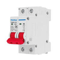 Disjoncteur miniature solaire 2P DC 1000V, interrupteur de batterie 6A-63A MCB pour système photovoltaïque PV avec capacité de coupure de 6kA