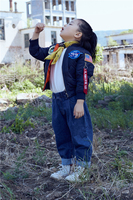 Veste bomber décontractée d'hiver pour enfants, en patchwork brodé, imperméable, coupe-vent, avec fermeture éclair, pour garçons et filles