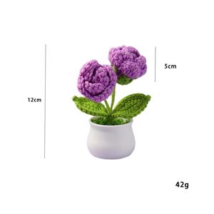 Высококачественный многоцветный вязаный шерстяной горшок с двумя головками и розами, белый цветочный горшок для выпускного украшения, прямая продажа - Product Image 6