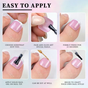 Lot de 120 faux ongles de manucure et pédicure, design français, courts, carrés, à presser, pour la beauté des ongles - Product Image 3