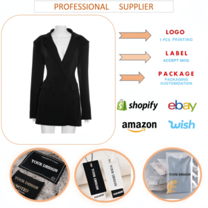 JS420 Abito Elegante da <span class=keywords><strong>Donna</strong></span>, Vestito Blazer Doppiopetto su Misura, Mini Abito Formale Slim-Fit da Ufficio per Donne - Product Image 6