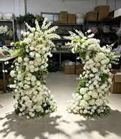 Arche de fleurs artificielles 5D faites à la main, blanches et vertes, en forme de corne, guirlande de roses en soie, toile de fond de mariage, Noël, Nouvel An, Fête des Mères