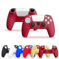 Coque de protection en silicone pour manette Playstation 5 PS5 Étui en caoutchouc antidérapant avec 2 poignées de pouce Ensemble d'accessoires