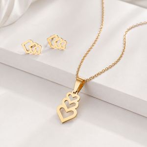 New Fashion Bridal Wedding Gift 14K Gold Plated Stainless Steel Fish Bone <b>Wing</b> Horse Flower Pendant Necklace <b>Earrings</b> Jewelry - Product Image 3