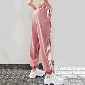 Quần Nỉ Mỏng Dáng Rộng Nhanh Khô Quần Legging Nữ Quần Yoga Thường Ngày Cạp Cao Ba Thanh Màu Chính Tả Chạy Bộ Thể Dục - Product Image 3