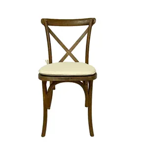 Cadeira empilhável de madeira para aluguel de restaurantes e festas, cadeira de madeira em cruz empilhável para casamento e eventos, grãos de madeira maciça
