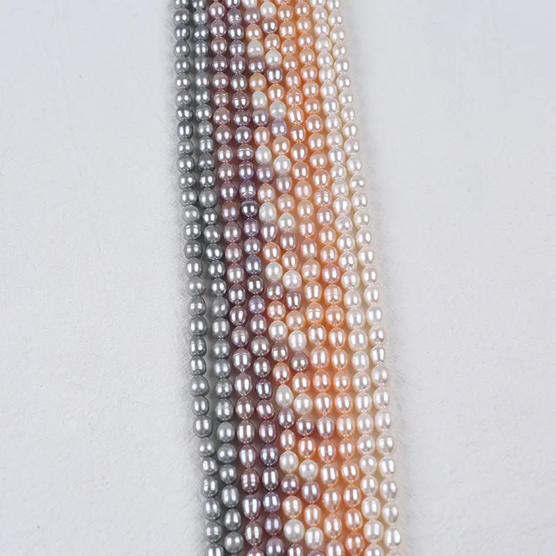 wholesale 7-8mm AA natural oval rice shape freshwater pearl bead string strands price pearls