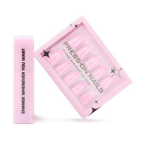 TSZS Prensa Acrílica de Almendra Corta, <span class=keywords><strong>Uñas</strong></span> Postizas Reutilizables Artificiales, <span class=keywords><strong>Sencillas</strong></span> Francesas, Borde Blanco, 30 Unidades - Product Image 4