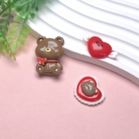 Saint Valentin dessin animé ours coeur Flatback résine Cabochon pour Scrapbooking coque de téléphone cheveux arcs vacances fête décor accessoires